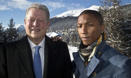 Al Gore and Pharrell Williams at the World Economic Forum in Davos, Switzerland