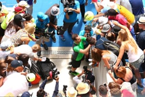 Melbourne, Australia Andy Murray signs autographs after winning in his second round match against Marinko Matosevic of Australia during day three of the Australian Open at Melbourne Park