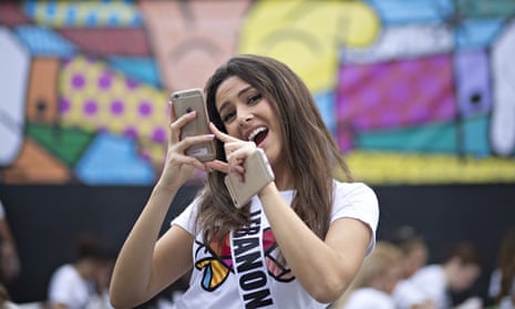 Miss Lebanon taking selfie