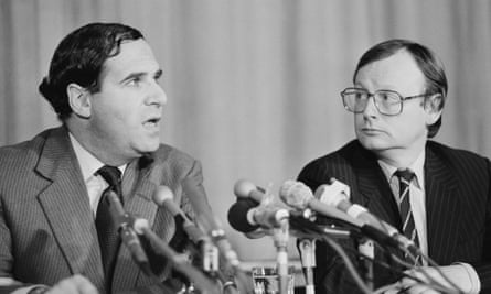 Leon Brittan and John Gummer at the Conservative party conference in Brighton, October 1984.