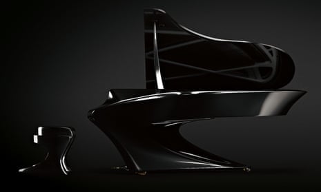The sweeping curves of the Boganyi piano, and matching stool