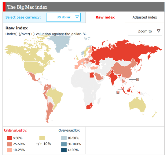 The Big Mac Index map