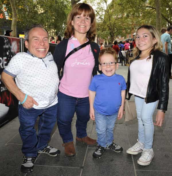 Warwick Davis with his wife, Samantha, son Harrison and daughter Annabelle.
