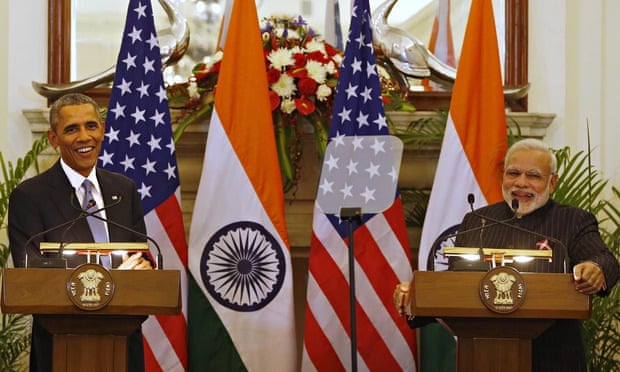 Barack Obama, Narendra Modi in India