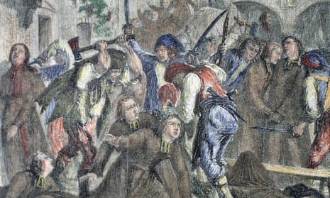 Causes of the bloody clashes of the French Revolution as depicted in this engraving of 1900, fascinated Gwynne Lewis.