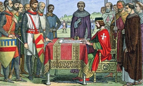 King John signs Magna Carta at Runnymeade, 15 June 1215. 