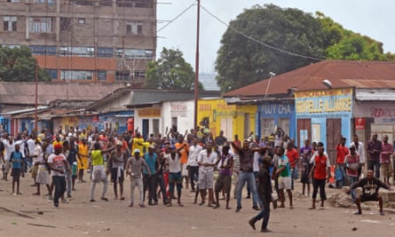 Anti-government protesters in Kinshasa