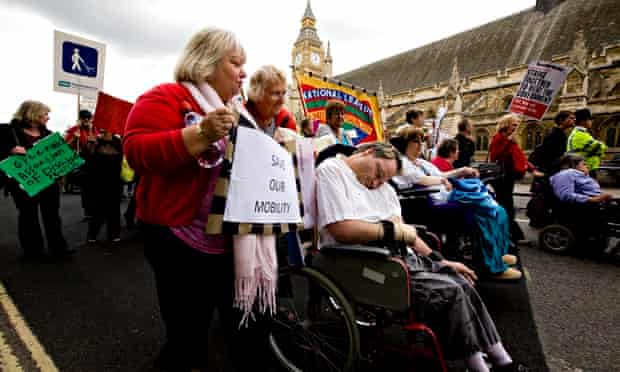 Disabled people protest against cuts in benefits