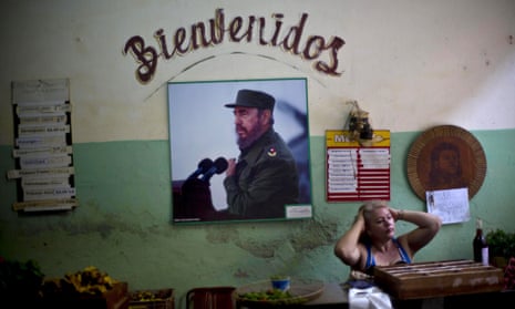 A portrait of Fidel Castro on display in Havana, Cuba.