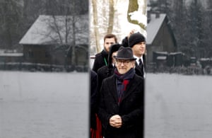 Director Steven Spielberg attends a ceremony at Auschwitz-Birkenau on International Holocaust Remembrance Day. Spielberg and his Righteous Persons Foundation were honoured as one of the ‘18 Pillars Campaign’ by the Auschwitz-Birkenau Foundation for donating one million euros to finance conservation and preservation work
