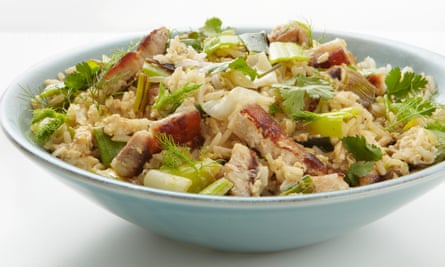 Thomasina Miers' pancetta, leek and fennel fried rice