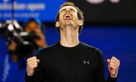 Andy Murray celebrates after beating Tomas Berdych.
