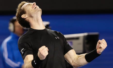 Andy Murray celebrates after winning against Tomas Berdych.