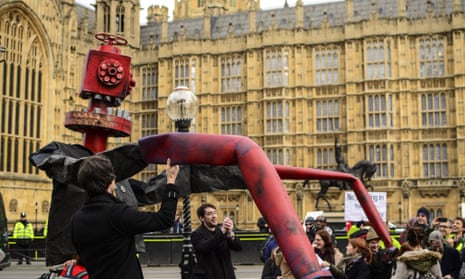 The Fracking Monster outside the Houses of Parliament in London earlier this week