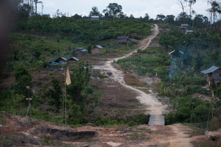 A farmers settlement within Harapan Rainforest in Sumatra, Indonesia. Harapan is owned and managed by a consortium of bird conservation groups led by the RSPB. The project aims to restore an area of degraded forest close to the size of London.