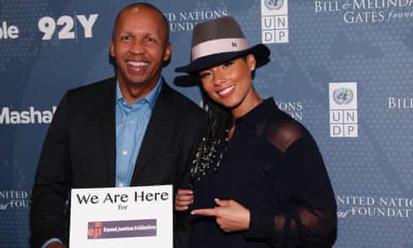 Bryan Stevenson pictured with Alicia Keys at a summit in New York last September.
