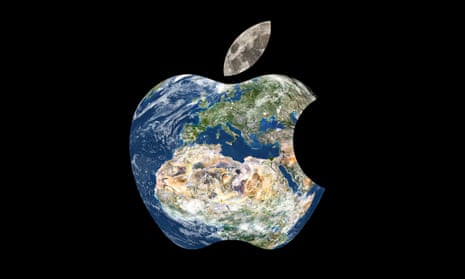 Globe morphed into the shape of an Applelogo