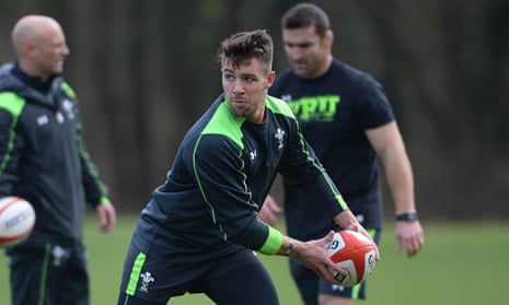 Wales scrum-half Rhys Webb during training in preparation for the Six Nations match against England