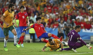 Son Heung Min scores South Korea's late equaliser.