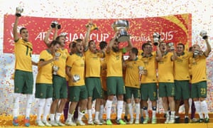 The Socceroos lift the Asian Cup trophy after a memorable and historic night of football.