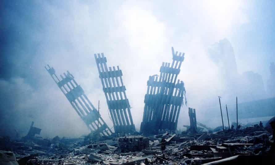 The rubble of the  World Trade Center in New York following the 11 September 2001 attack