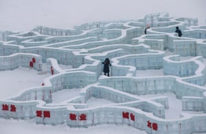 Harbin, China A visitor makes her way through a maze made of ice bricks ahead of the 31th Harbin International Ice and Snow Festival