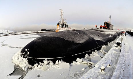Russian nuclear-powered submarine at Murmansk naval base