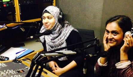 Naima Khan (left) and Fatima Rajina (right), hosting Shamaj Views on Betar Bangla Radio.