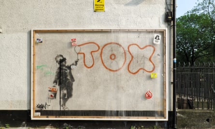 Banksy's now Perspex-covered ode to fellow graffiti artist Tox on Jeffreys Street, London.