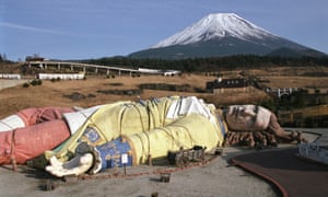 The rotting ruin of a giant Gulliver being captured by the people of Lilliput at Japan’s dormant Gulliver’s Kingdom. The theme park, based on Jonathan Swift’s novel Gulliver’s Travels, was built near Mount Fuji close to Aokigahara forest, a place associated in Japanese mythology with demons and a popular place to commit suicide.