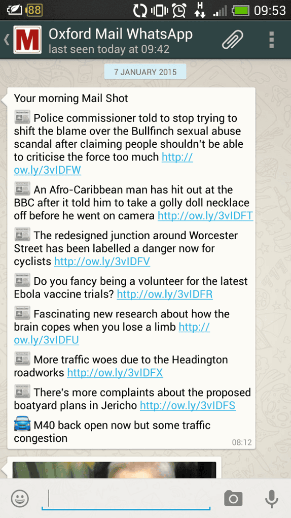 Oxford Mail WhatsApp screenshot