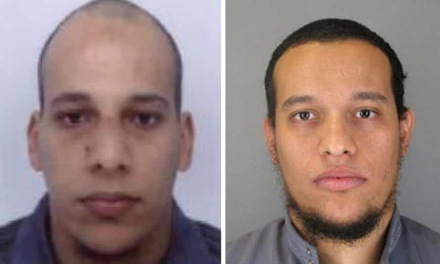 Pictures released by French police in Paris show Cherif Kouachi, 32, left, and his brother Said Kouachi, 34, right, suspected in connection with the shooting attack at the satirical French magazine Charlie Hebdo.
