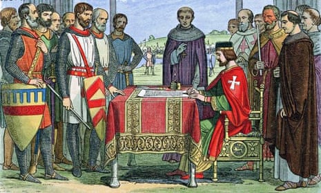 King John depicted ratifying Magna Carta at Runnymede in 1215