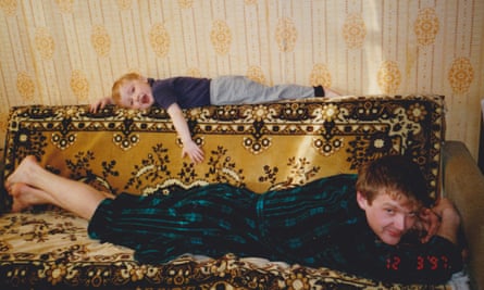 Anatoly and Alexander Litvinenko at home in Moscow in 1997