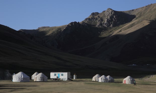 A Kyrgyz yurt camp where the group stayed.