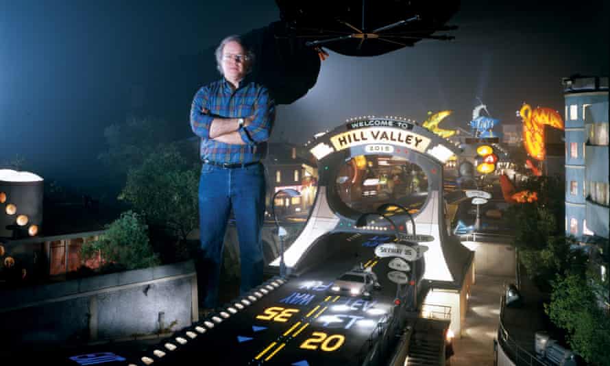 Thinking small … cinematographer Doug Trumbull on the miniature Hill Valley set.