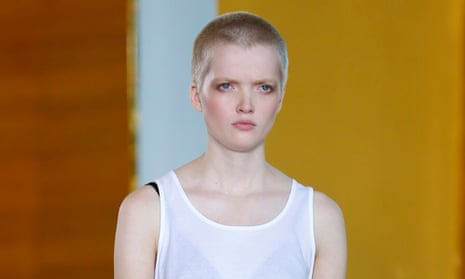Model Ruth Bell on the Anthony Vaccarello SS16 catwalk.