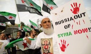 A protest in Washington against Russia's bombing campaign supporting the Assad regime in Syria.