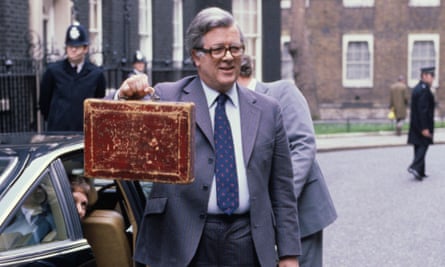 Geoffrey Howe on the way to delivering his 1980 budget speech