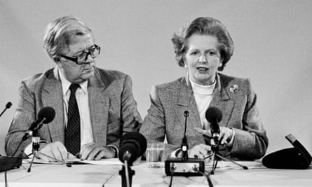 Geoffrey Howe and Margaret Thatcher at the European Union summit meeting in Copenhagen, December 1987