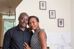 Helon Habila and his wife, Susan, at home in Centreville, Virginia.