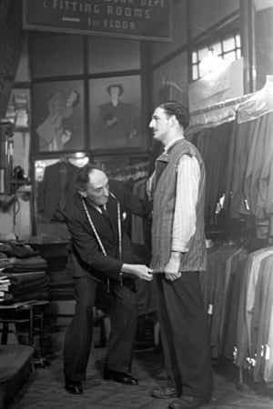 A new suit at Levy’s, Elephant and Castle, 1949.
