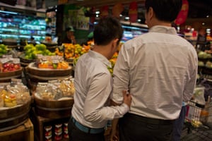 LGBT couple in Bangkok, Thailand.