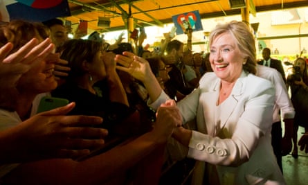 Hillary Clinton greets supporters during a campaign stop in Texas.