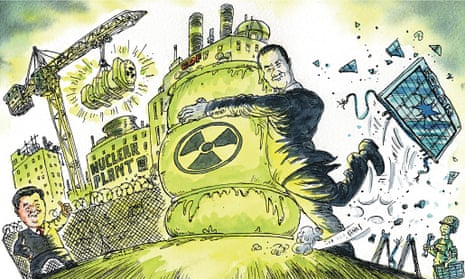 Cartoon showing George Osborne's attachment to nuclear power
