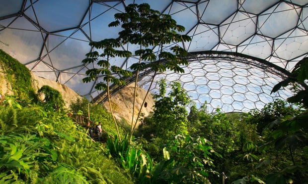 The humid tropics biome at the Eden Project at Bodelva, UK.