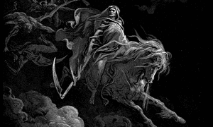 Death on a pale horse is one of the traditional four horsemen of the apocalypse from Revelations.
