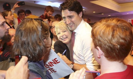 Justin Trudeau greets supporters during a campaign rally in Saint John, New Brunswick.