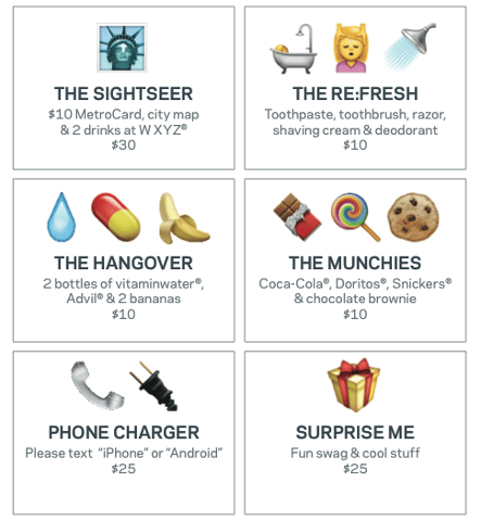 The emoji room service menu.