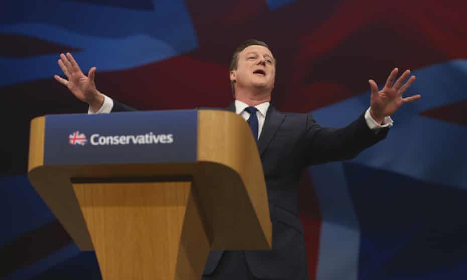 David Cameron speaking at the Conservative party conference